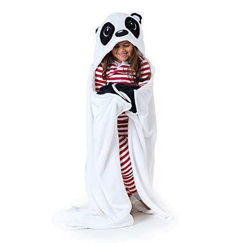 Canoogles Panda Wearable Hooded Blanket for Kids | Super Soft & Cozy with Corner Hand Pockets | Machine Washable | 40" H x 50" W, One Size