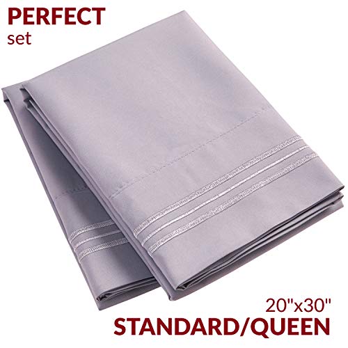 Mellanni Pillow Cases - Luxury, Extra Soft, Cooling Pillow Covers - 2 PC Iconic Collection Pillowcases - Envelope Closure (Standard/Queen 20"x30", Lavender) - Thumbnail 2