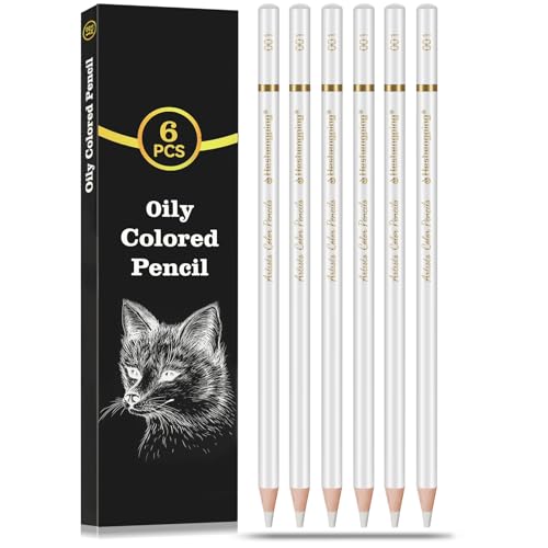 White Color Pencils Professional 6 Pack Draw Pencil for Sketching White Sketch Pencils for Sketching Shading Blending Chalk for Beginners & Artists Art Supplies for Drawing and Highlighting