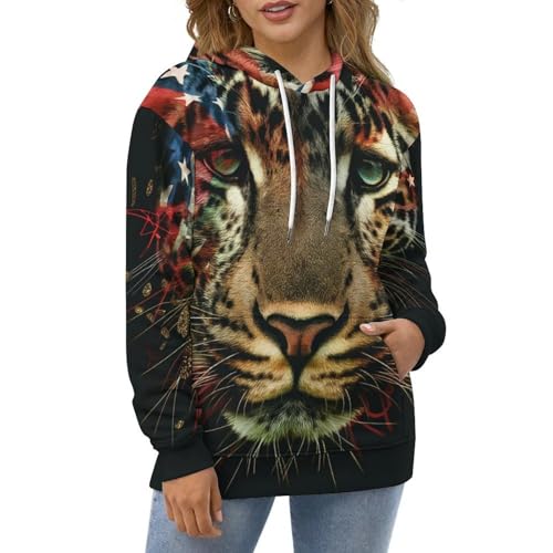Sweatshirt tigre imprimé sauvage et manches longues pour l'automne