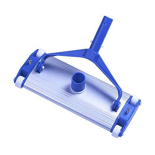 Lolahome Limpiafondos Manual Con Cepillo Y Ruedas Azul De Aluminio De 35X14 Cm