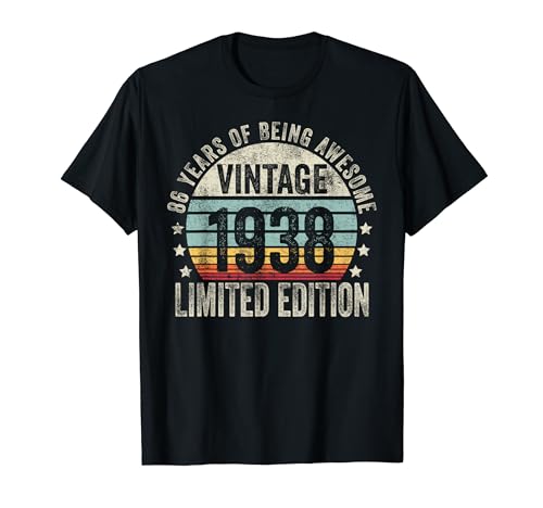 86 Year Old Gifts Vintage 1938 Limited Edition 86th Birthday Camiseta