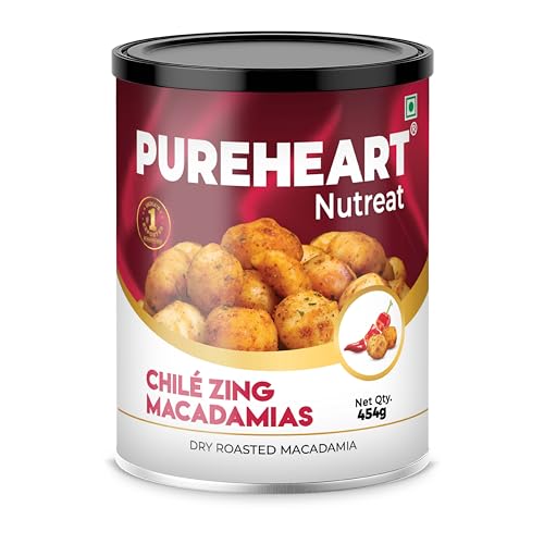 Image of PUREHEART Nutreat Chile Zing Australian Macadamias 454g - Spicy Roasted Macadamia Nuts | Buttery Crunch Snack | Gluten-Free & Keto-Friendly