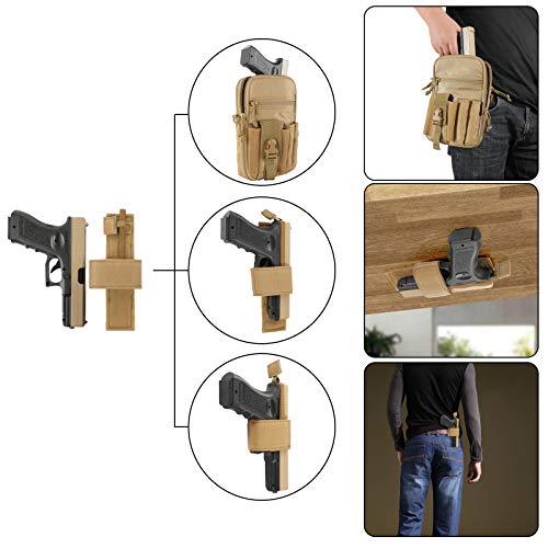 Concealed Pistol Pouch Multipurpose Carry Gun Bag - Larkoo Waist Molle Bag Fanny Pack With Pistol Holster In 9 Inch Length And Phone Belt Clip Holder For Less Than 7 Inches Smartphone (Khaki)… #TOP2
