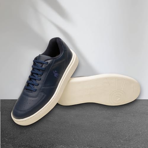 Tenis Casual e Básico Masculino Polo London Club, Cano Baixo Couro ECO Confort Premium (Marinho, BR,