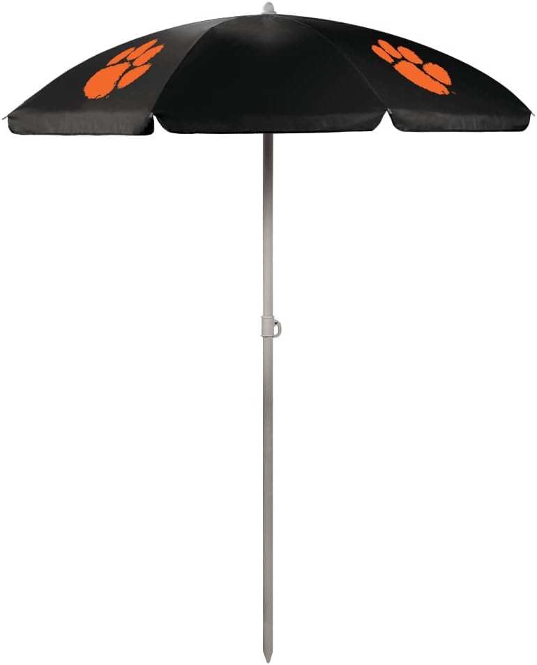 PICNIC TIME NCAA Clemson Tigers Outdoor Canopy Sunshade Beach Umbrella 5.5' - Small Patio Umbrella - Beach Chair Umbrella