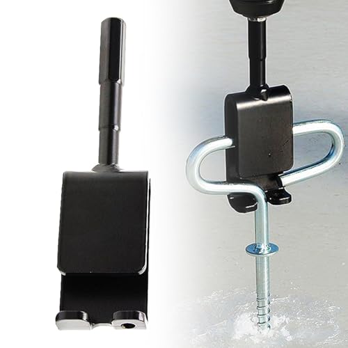 JIANWEI Ice Anchor Drill Adapter, Practical Ice Anchor Tool Ice Stake Drill Adapter Ground Ice Auger Ice Anchor Power Drill Adapter for Setting up Ice Fishing Shelter Tent Quick and Easy(Black)
