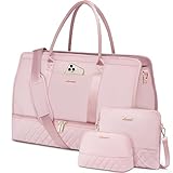 LOVEVOOK Weekender Bags for Women Travel Duffle Bag with Shoe Compartment, Carry on Overnight Bag 3 Pcs Set, Gym Duffel Bag with Wet Pocket, Mom Hospital Bags for Labor and Delivery, Pink