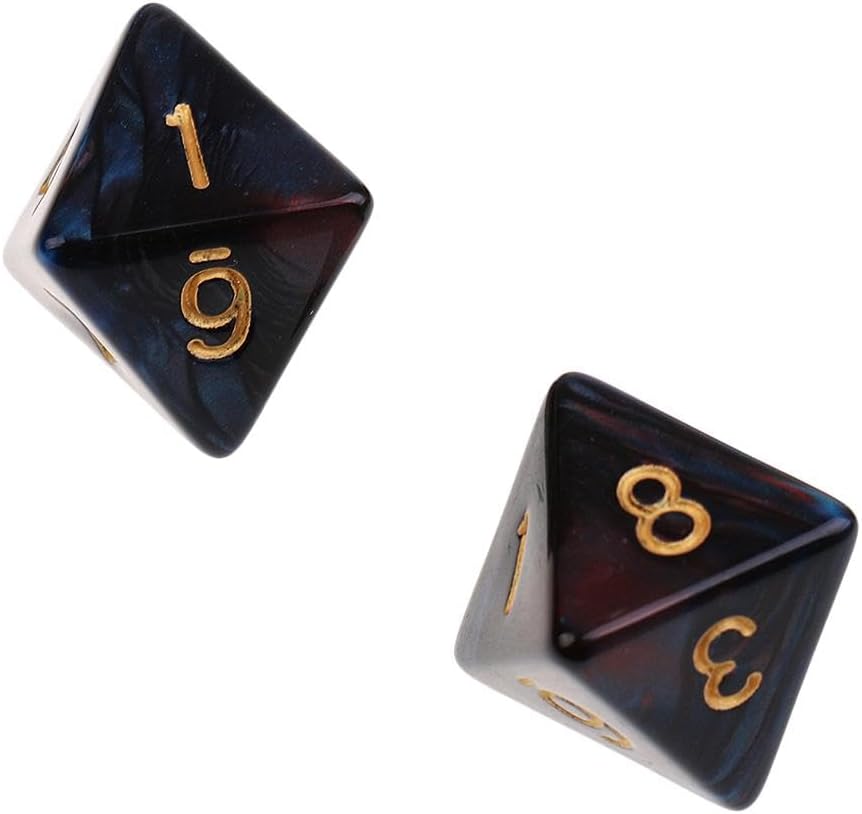 10pcs 8 Sided Dice D8 Polyhedral Dice for and Dragons Table Games, Red Blue