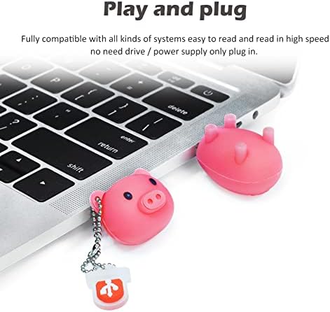 BorlterClamp 32GB Cute USB Flash Drive with Lanyard Cartoon Pink Piggy Shaped Memory Stick Pen Drive Gift