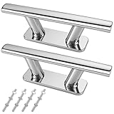 VEITHI 2 Pack Boat Cleat Stainless Steel,Dock Cleats 6 inch,Rope Cleat with Screws-Open Base Boat Cleats for Docking Boats, Canoe,Mooring,Maritime Decor