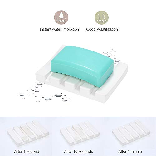 Decdeal Diatomita absorvente Saboneteira Saboneteira Suporte Auto-Seco Diatomácea Terra Saboneteira