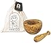DARIDO Ensemble Mortier Pilon Bois d'Olivier Naturel 14 x 8 cm Plat - Pilon Mortier en Bois - Mortier Africain - Fait à la Main - 14x8 Pilon Bois Olivier - Bol Olivier - Les Essentiels de Cuisine