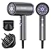CrazyMar Seche Cheveux Professionale,350M Ions Négatifs,5X Sèche-Rapide et Puissant,Léger et Compact avec Diffuseur,3 Vitesses/Températures - Pour Maison,Salon, Voyageurs et Coiffeurs (Gris)