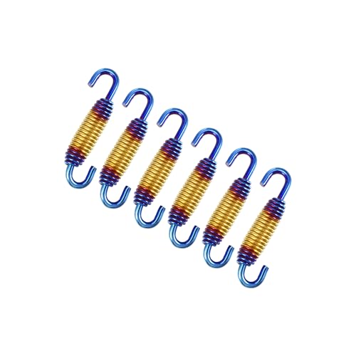 Image of 6 Pcs 58mm 2.28 inch Motorcycle Muffler Exhaust Pipe Spring Universal Stainless Steel Gold Tone Auto Accessories