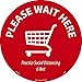 NMC WFS8210 Please Wait Here Shopping Cart, Red On White, Walk On Floor Sign, 8 In Diameter,Pressure Sensitive Vinyl Non-Slip, Pack Of 10, Social Distancing