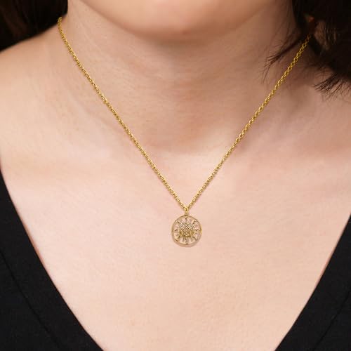 Amazon Essentials 18K Gold Plated Sterling Silver Celtic Knot Sun Medallion Pendant Necklace, Yellow, 18 Inch (previously Amazon Collection) by Amazon Essentials - Used condition - Image 2