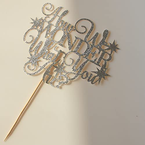 How We Wonder What You Are Cake Topper, Gender Reveal Party Decors, Welcome Baby Shower Party Decorations, Silver Glitter #TOP6
