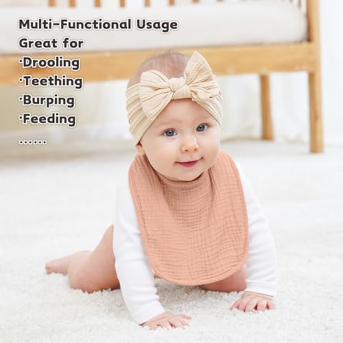 Image of Susurration Muslin Baby Drool Bibs 10Pack Soft Square Adjustable Bandana Bibs for Unisex Baby Girls & Boys