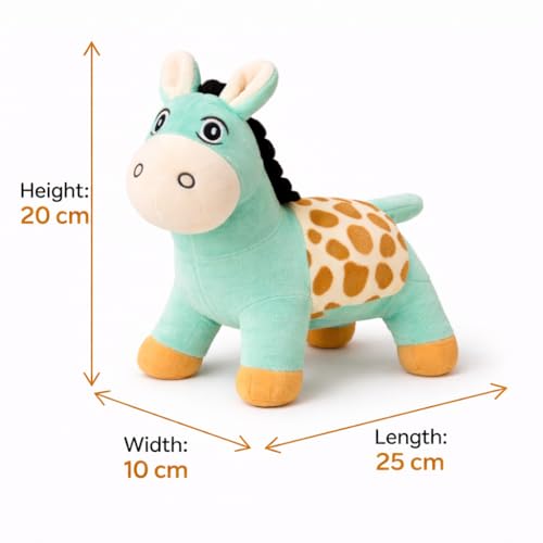 Image of Mint Green Donkey Soft Toy for Kids, 25 cm Length, 20 cm Height, 10 cm Width, Plush Stuffed Animal Toy for Baby Boys & Girls