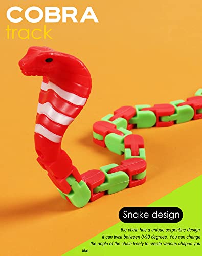 The Cobra 18 Links Wacky Tracks Snap And Click Fidget Toys, Fidget Chain Bracelet Finger Sensory Toys, Snake Jigsaw Puzzle Toys For Kids Stress Relief, Party Bag Fillers, Party Favours, Random 4Pcs #TOP2