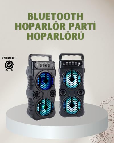 1200 mAh Şarjlı LED Işıklı Bluetooth Hoparlör – FM Radyolu, Hafıza Kart Destekli