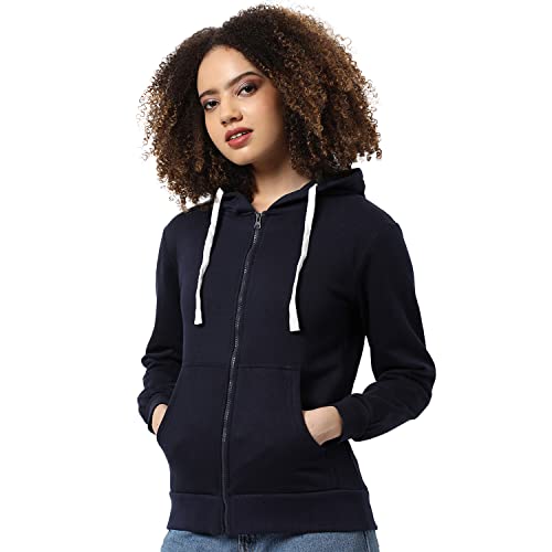 Image of PINACOLADA Women Stylish Zipper Sweatshirt Regular Fit for Casual Wear | Full Sleeves | Cotton | Sweatshirt Crafted with Comfort Fit and High Performance for Everyday Wear