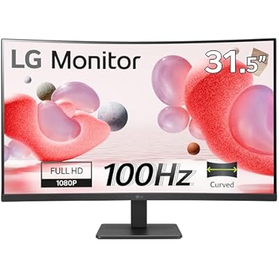 LG Electronics Curved Wide screen Monitor 32MR50C-B, 32 Inch, Full HD 1080p, 100Hz, 5ms GtG, VA Panel, AMD FreeSync, Smart Energy Saving, Anti-Glare, HDMI, Matte Black