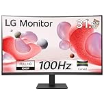 LG Electronics Curved Wide screen Monitor 32MR50C-B, 32 Inch, Full HD 1080p, 100Hz, 5ms GtG, VA Panel, AMD FreeSync, Smart Energy Saving, Anti-Glare, HDMI, Matte Black