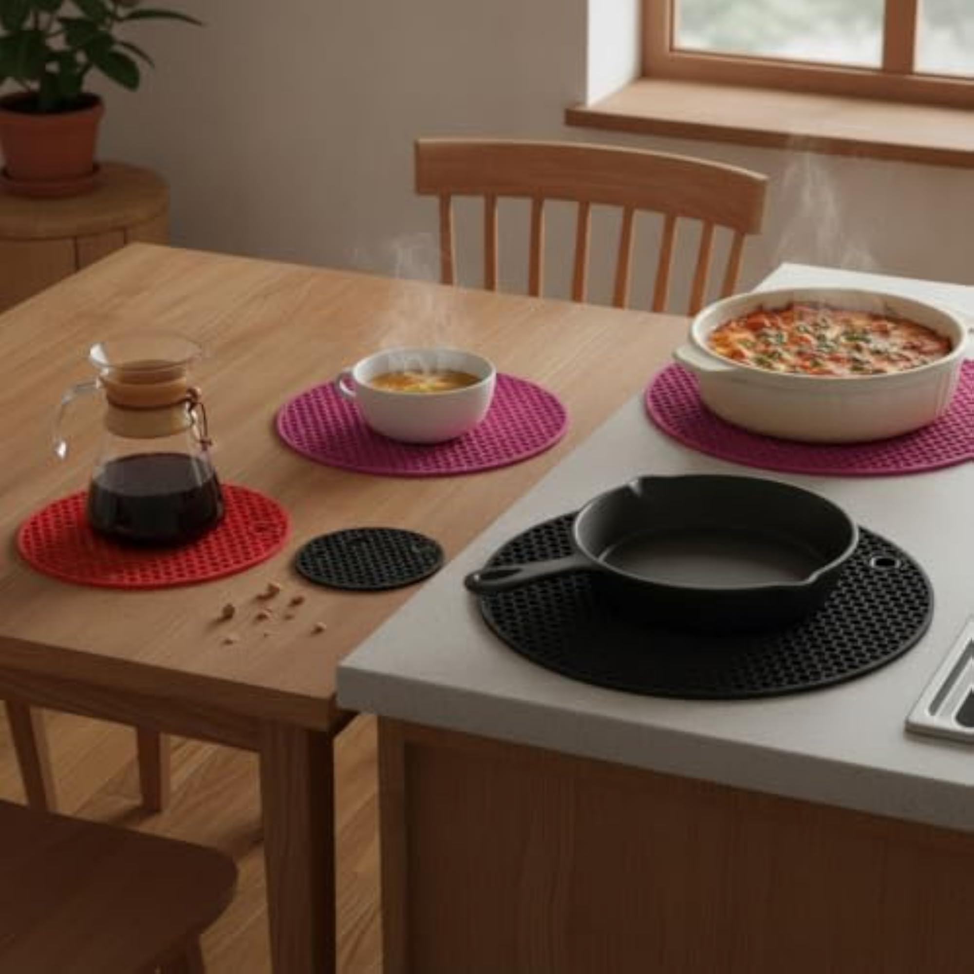 Thick Round Silicone Placemat, Non-Slip Table Mat