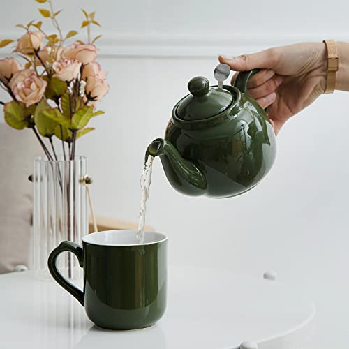 Miniatura 2 de London Pottery Farmhouse - Tetera Pequeña De Cerámica Con Infusor, Color Verde, 2 Tazas 600 Ml