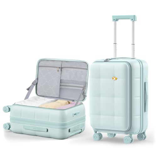 MGOB 20inch Side Open Cabin Suitcase - Airline Approved, PC Hardshell with TSA Lock, 4 Dual Spinner Wheels, 62L Lightweight Expandable Carry On Luggage for Women