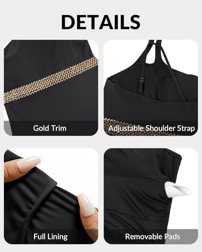 Image of Holipick One Shoulder One Piece Swimsuit for Women Tummy Control Bathing Suits Modest Full Coverage Keyhole Swimwear