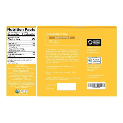 Image of HANDPICK Organic Chamomile Tea (100 Tea Bags) Pure Floral Chamomile Tea