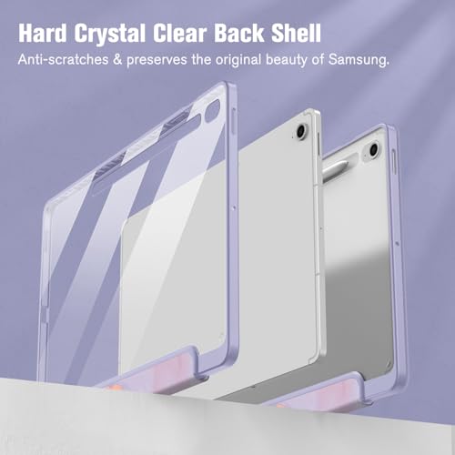 Fintie Hybrid Slim Case for Samsung Galaxy Tab S10 FE Plus 13.1 Inch 2025 Model (SM-X620/X626) with S Pen Holder, Shockproof Cover with Clear Transparent Back Shell, Auto Wake/Sleep, Lilac Marble by FINTIE - Image 3