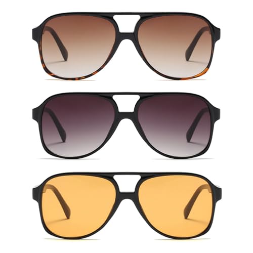 Image of Freckles Mark Vintage Retro 70s Sunglasses for Women Men Classic Large Square Aviator Trendy Glasses