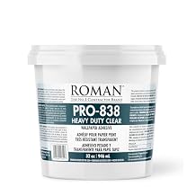 Roman Products Heavy Duty Wallpaper Adhesive, Commercial Grade for Heavy Wall Hangings, Clear, PRO-838 32 Ounce - 70 sq. ft., 11314