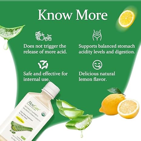 AloeCure Organic Aloe Vera Juice - 2 Bottle Pack - Lemon and Grape Flavor