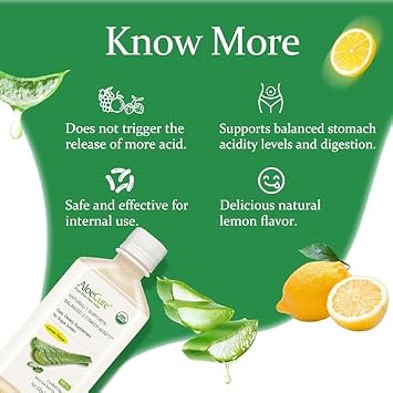 AloeCure Organic Aloe Vera Juice - 2 Bottle Pack - Lemon and Grape Flavor