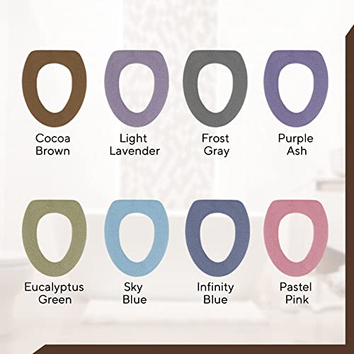 Warm-N-Comfy Soft Toilet Seat Cover - Plush & Thick Fabric Toilet Seat Warmer For Round & Elongated 14X18" Toilet Seats - Reusable, Machine-Washable, Easy-Install - Gift-Ready Packaging - Frost Gray #TOP1