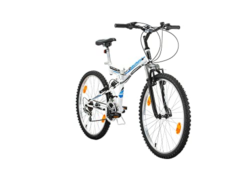 Multibrand, FOLDING FSP 26, 26 Pollici, 457mm, Mountain Bike Pieghevole, 18 Velocità, Full Suspension, Unisex, 26x18 (Bianco Blu Opaco)