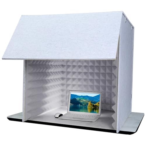 LIGUOYI Cabina Portátil para Aislamiento Acústico de Estudio, Paneles de Espuma Acústica 80×80×80cm, Protector Plegable para Micrófono para Grabación Musical Oficina Estudio en Casa (Gris)