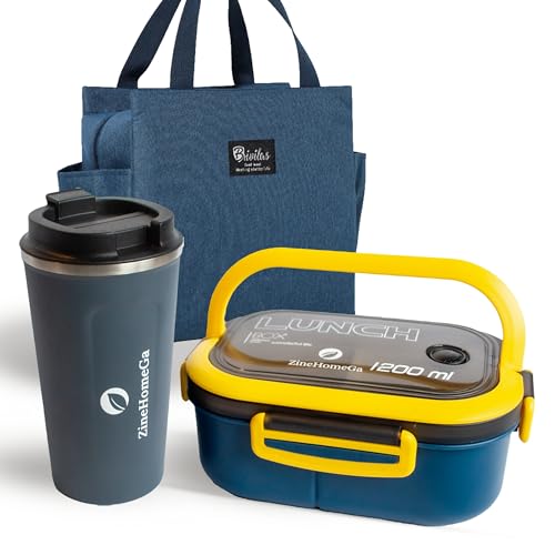 Boite lunch box adulte micro ondable et Mug - Boite repas travail - Kit repas complet Idéal Bureau, Ecole, Pique-nique - Gamelle repas travail, Bento lunch box - Sac Isotherme, lunchbox micro onde