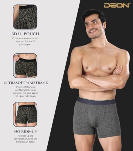 Image of DEON Pack of 2 Micromodal Luxury Print Trunk for Men | Non Itch No Chaffing Sweat Proof