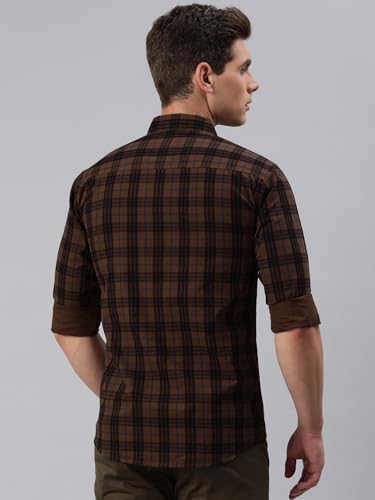 Image of Majestic Man Men Small Checkered Slim Fit Cotton Casual Shirt