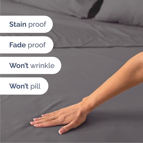 Image of Queen 6 Piece Bed Sheet Set - Soft, Breathable & Cooling Sheets - Dark Grey | Ultra-Soft Hotel Luxury Bedding Set w / 8-16 Inch Deep Pockets, 1 Flat & 1 Fitted Sheet & 4 Pillowcases, Wrinkle & Fade Free