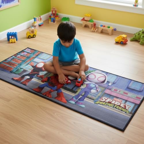 Image of Athom Living Spidey Runner Carpet 2x4.5 Ft, Soft Printed Mat with Anti-Skid Backing, Durable Washable Runner for Kids Bedroom, Play Area & Playroom Decor