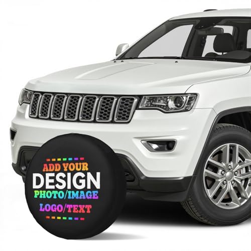 Image of Custom Spare Tire Cover Design Your Photo Text Business Logo 17 Inch | Polyester,Protectors Tire Cover,Waterproof,Dust-Proof,Universal,Fit for RV Jeep SUV Motor Travel Camper Tires