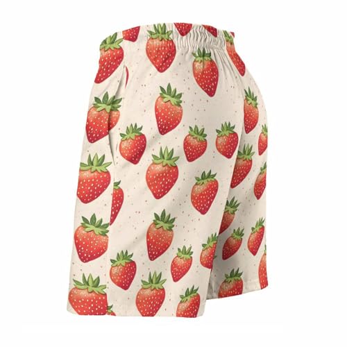 Bright Strawberry Print Mens Swim Trunks, Quick Dry Swim Shorts with Mesh Lining Swimwear Bathing Suits4