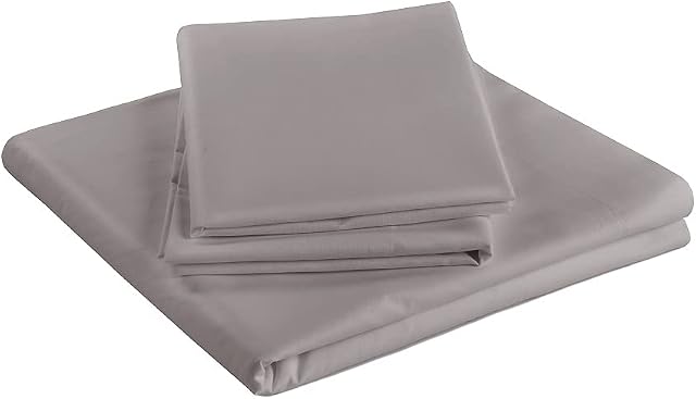 Ghazlan_Textiles ® Percale Quality Poly Cotton Flat Bed Sheets Single Double King Super King Size (Grey, King)